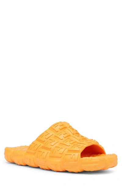 Fendi Cloud Ff Logo Slide Sandal In Orange