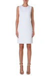 Akris Silk Crepe Shift Dress In Ecru-sand