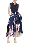 Slny Womens Hi-low Floral Print Midi Dress In Navy Multi