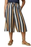 Marina Rinaldi Plus Size Renzo Striped Linen Culottes In Beige