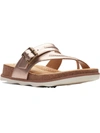 CLARKS BRYNN MADI WOMENS LEATHER STRAPPY SLIDE SANDALS