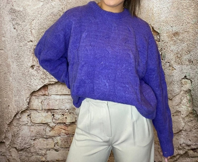 Elan Cable Knit Sweater In Purple