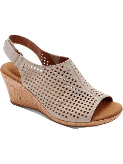 Rockport Women's Briah Perf Sling Wedge Sandals Women's Shoes In Light Beige