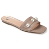 Journee Collection Journee Leonie Pearly Stud Slide Sandal In Brown