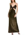Halston Chloe Cutout Sequin Column Gown In Brown