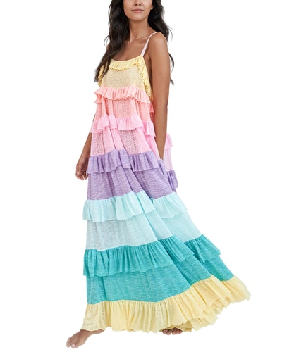 Pitusa Rainbow Ruffle Tiered Maxi Dress In Multi | ModeSens