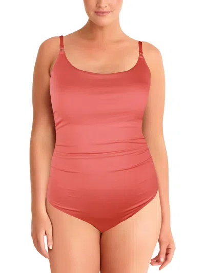 Jantzen Womens Twist Back Underwire One-piece Swimsuit In Pink
