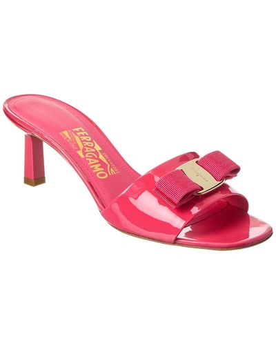 Ferragamo Glo Patent Sandal In Pink