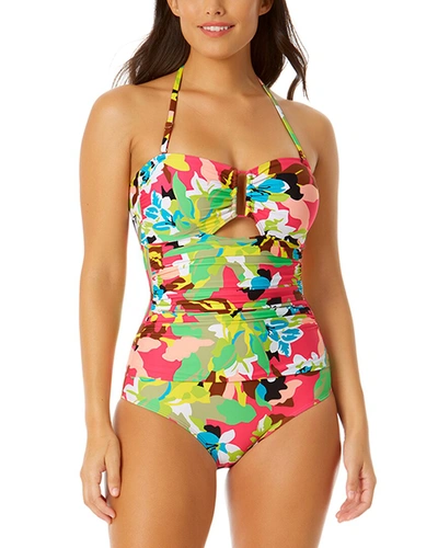 Anne Cole Twist Front Shirred Bandeau One-piece In Nocolor