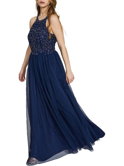 Speechless Juniors Womens Embellished Maxi Evening Dress In Blue