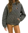 AVIATOR NATION Aviator Nation Quilted Relaxed Pullover Hoodie in Heather Grey