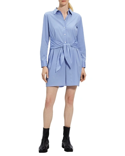 Theory Tie Waist Romper In Blue