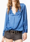 ZADIG & VOLTAIRE Tink Satin Blouse in Blue