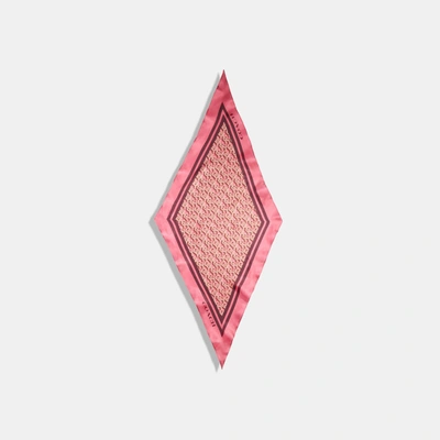Coach Outlet Stacked Coach Print Silk Diamond Scarf In Red
