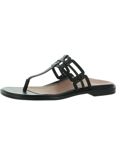 Vionic Alvana Womens Leather Thong Slide Sandals In Black