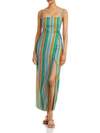 Staud Celestine Wrap-effect Striped Linen Maxi Dress In Multi
