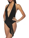 RAMY BROOK VERONA WOMENS HALTER KNIT ONE-PIECE SWIMSUIT