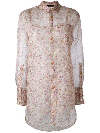 Calvin Klein Collection Kershaw Floral-print Silk Tunic In Brush Rose