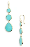 Ippolita 18k Yellow Gold Rock Candy Turquoise Triple Drop Earrings In Gold