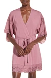 Eberjey Beatrix Lace-trim Robe In Foxglove