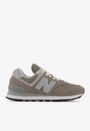 New Balance Womens 574 Logo-embossed Woven Low-top Trainers Grey White G In Gray