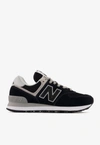 New Balance 574 Leather-trimmed Suede And Mesh Sneakers In Black
