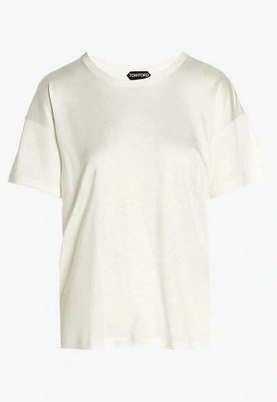Tom Ford Crewneck Silk T-shirt In Off-white