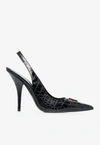 Tom Ford Black Croc Slingback Heels In Black