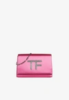 Tom Ford Disco Satin Clutch With Crystal Tf In Pink