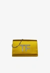Tom Ford Disco Satin Clutch With Crystal Tf In Mustard