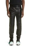 OFF-WHITE BELTED SUPER SKINNY LEATHER PANTS