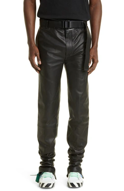 Off-white Leather Skinny Trousers In Black