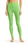 Skims Cotton Rib Thermal Leggings In Neon Green