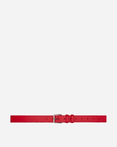 Comme Des Garçons Leather Logo Belt In Red