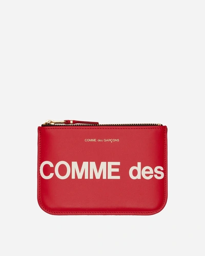 Comme Des Garçons Huge Logo Zip Pouch In Red