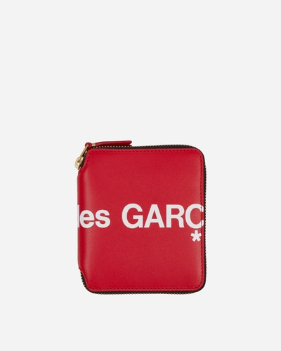 Comme Des Garçons Huge Logo Zip-around Wallet In Red