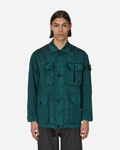 Stone Island Compass-patch Shirt Jacket In Green