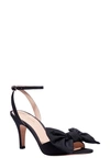 Kate Spade Gloria Satin Bow Ankle-strap Pumps In Black