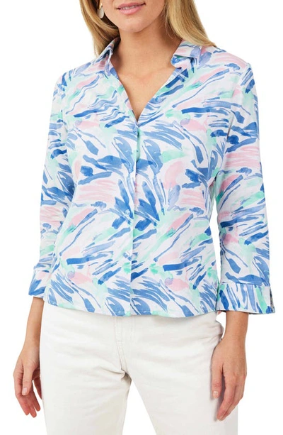 Foxcroft Lucie Cotton Button-up Shirt In Multi