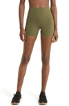 Zella Studio Luxe High Waist Bike Shorts In Olive Night