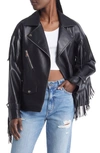Azalea Wang Fringe Faux Leather Jacket In Black