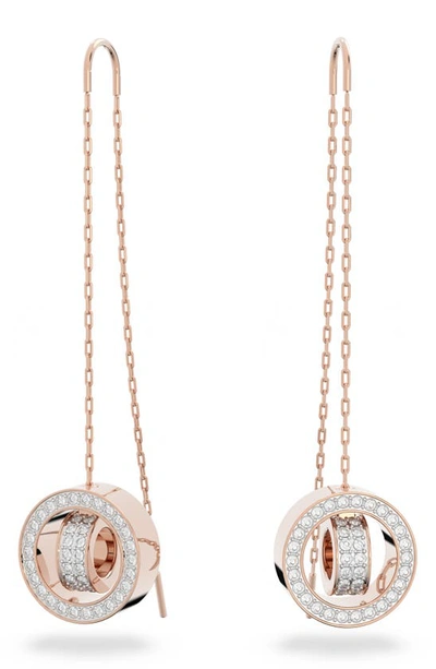 Swarovski Women's Hollow Rose Goldplated Chain & Crystal Thread-through Earrings