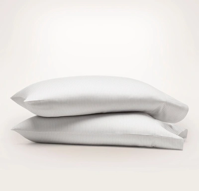 Boll & Branch Organic Signature Delicate Stripe Pillowcase Set In White/mineral
