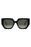 Celine Triomphe 55mm Butterfly Sunglasses In Shiny Black / Gradient Brown