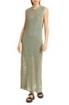Rag & Bone Riley Crochet-knit Split Hem Maxi Dress In Sage Green