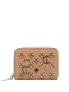 Christian Louboutin Panettone Studded Leather Coin Wallet In Nude Multi