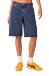 Edikted Oversize Low Rise Denim Bermuda Shorts In Blue