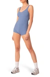 Edikted Drea Open Back Rib Romper In Blue