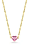 Sphera Milano 14k Gold Plated Cubic Zirconia Heart Pendant Necklace In Gold
