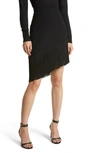 Michael Kors Asymmetric Pencil Skirt With Fringe Trim In 001 Black